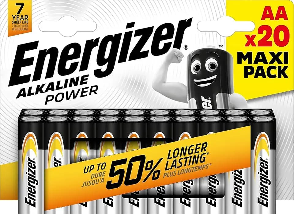 Energizer Alkaline Power AA-Batterien, Lange Lebensdauer für den täglichen Gebrauch, sulfatfrei, 7 Jahre Lebensdauer, 20 Stück