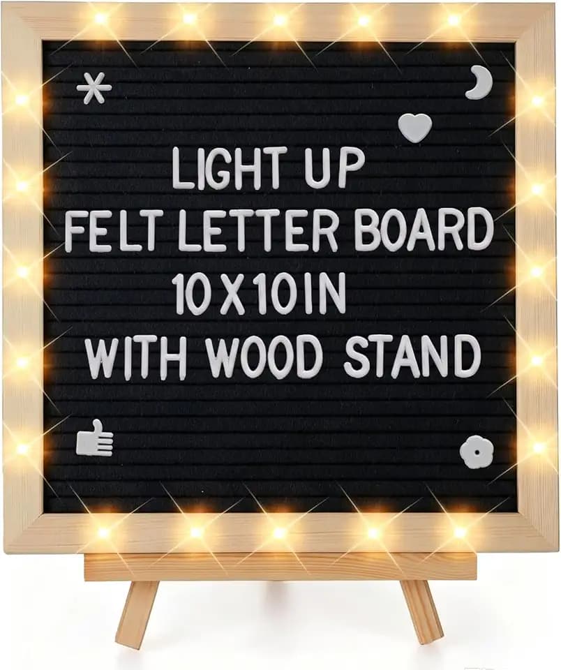 10"×10" Felt Letter Board with LED Lights & Stand for Halloween Party Decor
