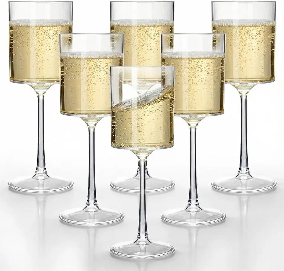Lullaby 24PCS 9OZ Stemmed Clear Plastic Wine Glasses, Disposable Wine Cups