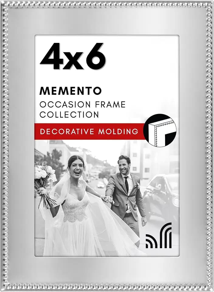 Americanflat 4x6 Beaded Picture Frame - Metal - Silver