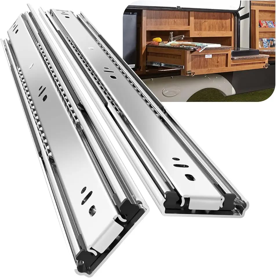 1 Pair Heavy Duty Drawer Slides 12 14 16 18 20 22 24 26 28 30 32 34 36 38 40 Inch 150 lb Load Capacity Side Mount Full Extension Ball Bearing Rail Runner(Without Lock,28 inch)