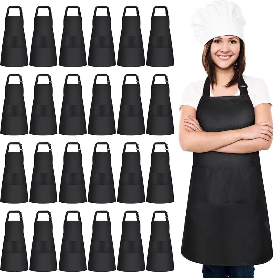 JaGely 24 Pack Bib Aprons with 2 Pockets Adjustable Bulk Kitchen