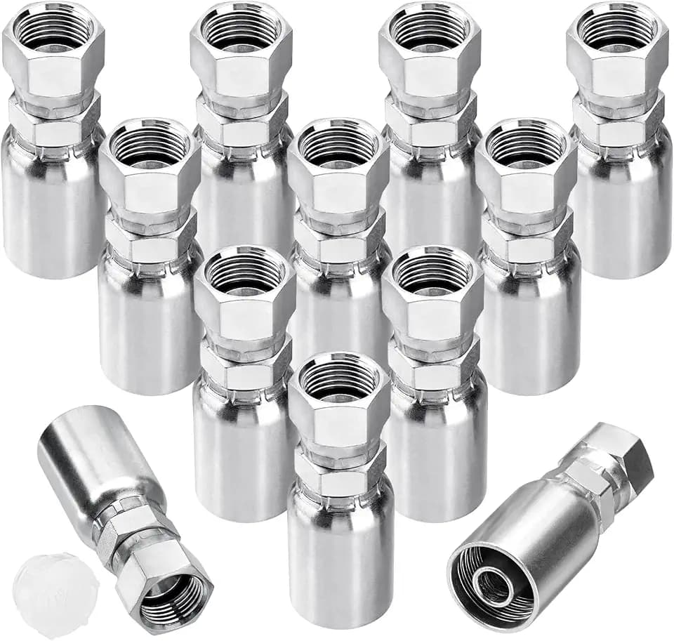 12 Pack Hydraulic Hose End Fittings: 1/2" I.D. Hose x 1/2" JIC 37° Female With Protection Cover Hydraulic End Swivel Crimp Fitting