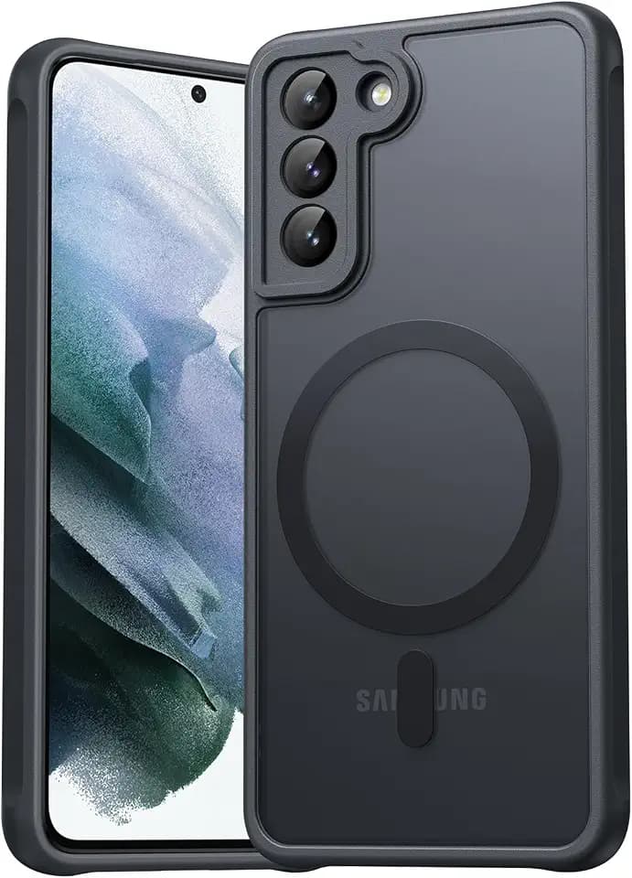 für Samsung Galaxy S21 Hülle für Magsafe, Magnetisch Handyhülle für Samsung S21 Hülle, Kameraschutz Stoßfeste Kratzfeste Durchscheinende Schutzhülle für Galaxy S21 Case, Schwarz