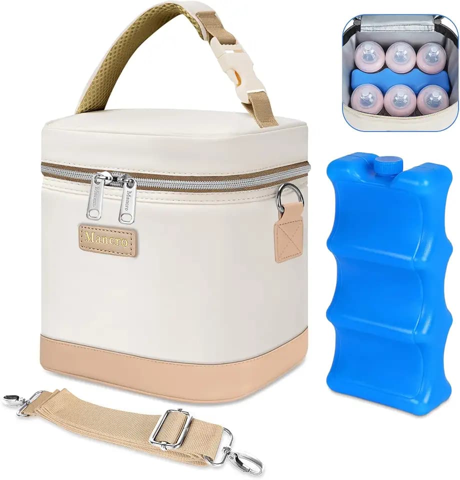 Mancro Insulated Baby Bottle Cooler Bag with Ice Pack,Breastmilk Cooler Bag