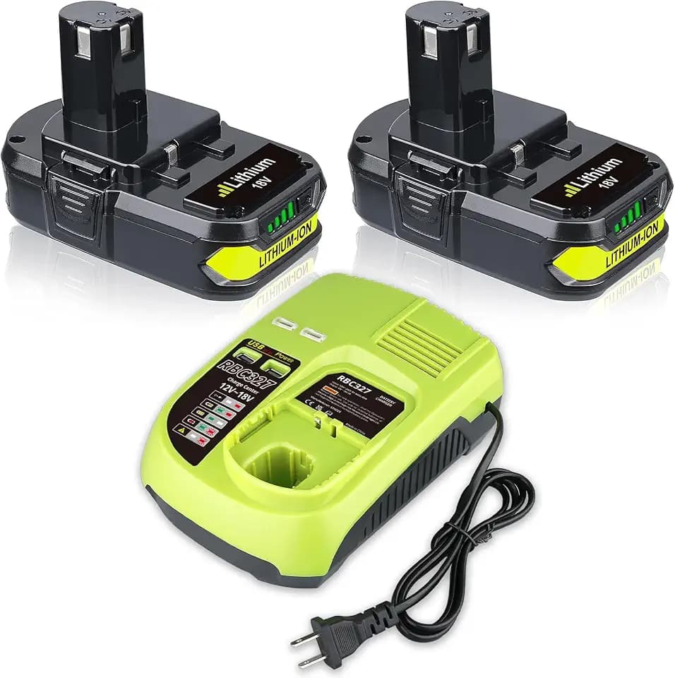 3.6Ah 2Pack P102 Replacement for Ryobi 18V Battery and P117 Charger Combo