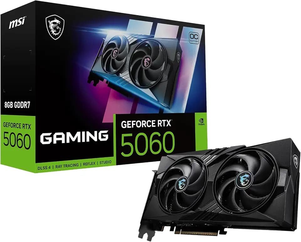 MSI Gaming RTX 5060 8G Gaming OC Grafikkarte (8 GB GDDR7, TBA-bit, Extreme Leistung: TBA MHz, DisplayPort x3 2.1a, HDMI 2.1b, NVIDIA Blackwell Architecture)