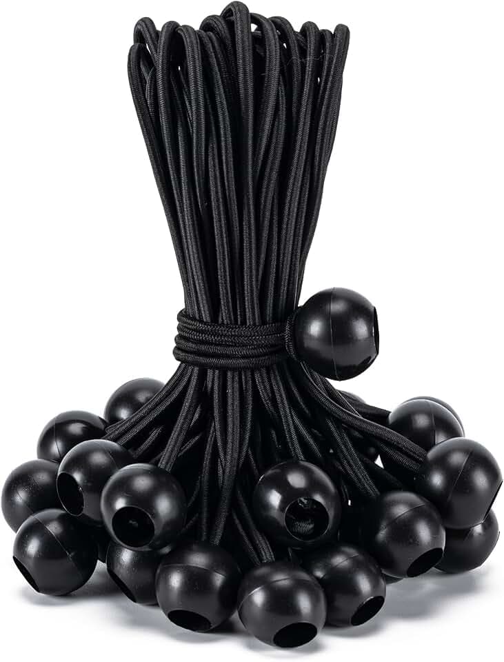 30 Pack Ball Bungee Cord, Heavy Duty Bungie Cord Balls (15",Black)