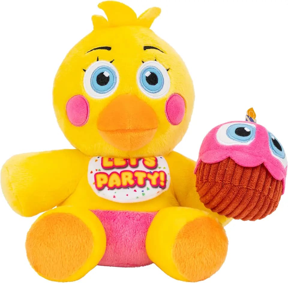 Jazwares Five Nights at Freddy’s Toy Chica Plush - 8-Inch Stuffie with Soft Material and Glow-in-The-Dark Eyes