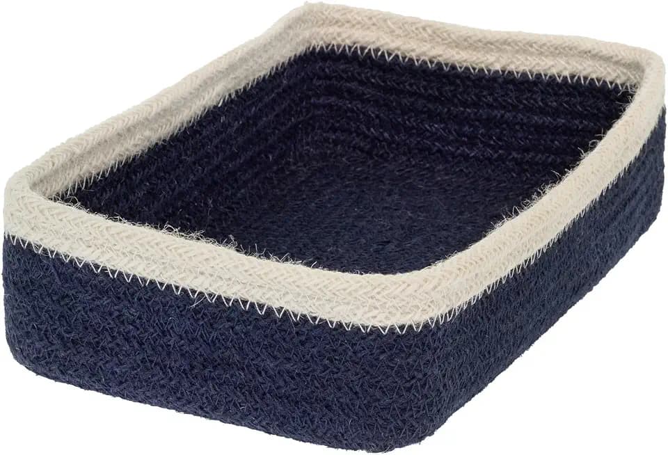 Boston International Navy Blue Jute Guest Napkin Caddy, 9.5" x 6"