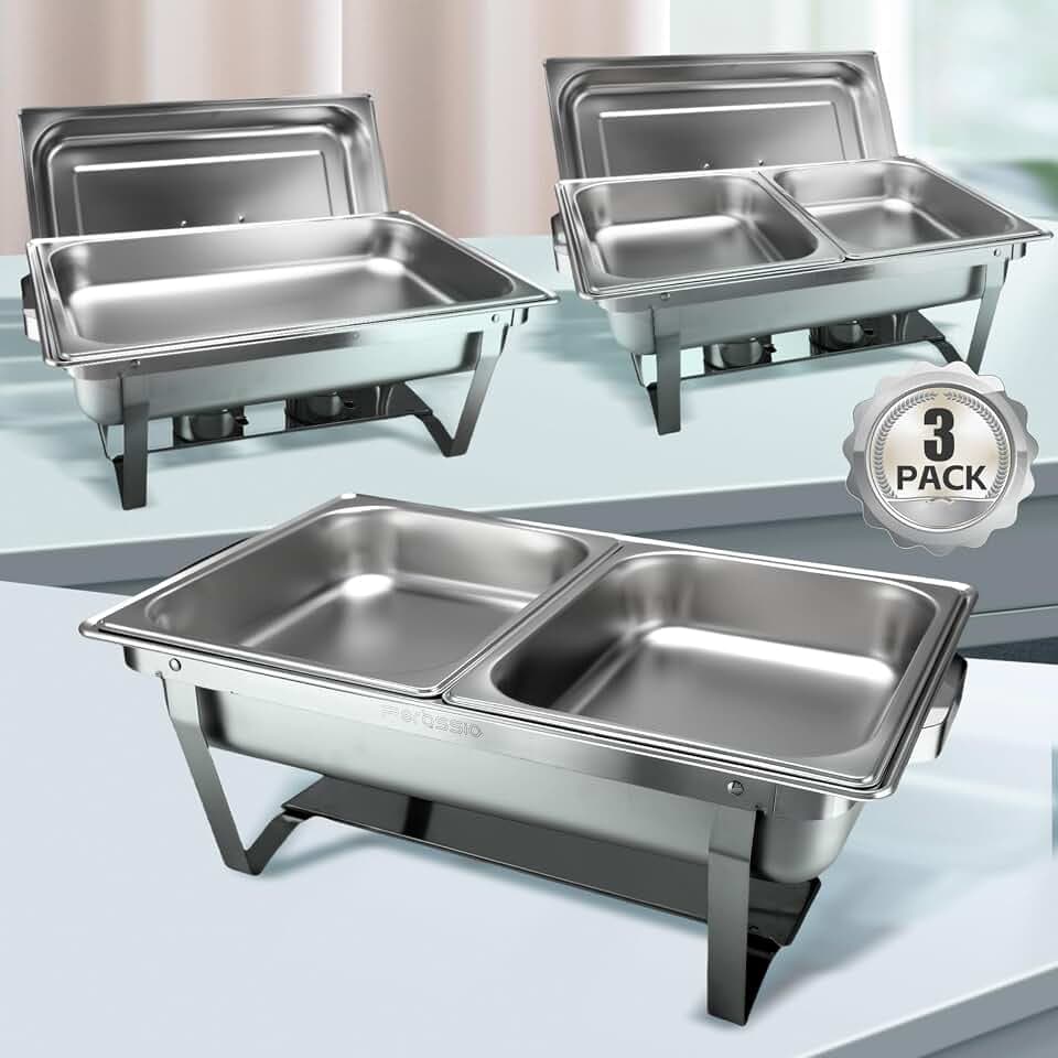 3 Packs Chafing Dish Buffet Set Food Warmer for Parties 5 Pans 8QT