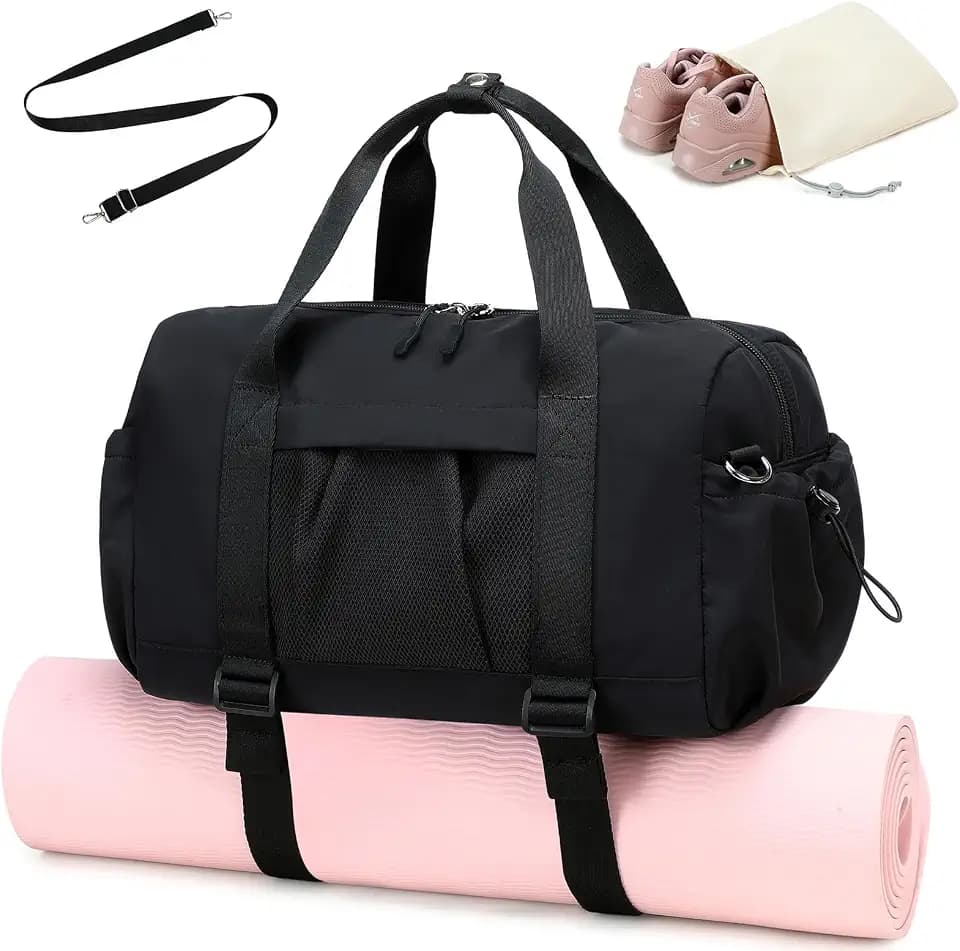 Gym Bag for Women Gym Duffle Bag with Shoe Bag and Wet Pocket Carry On Overnight Weekender Duffel Bag for Travel Sports Yoga