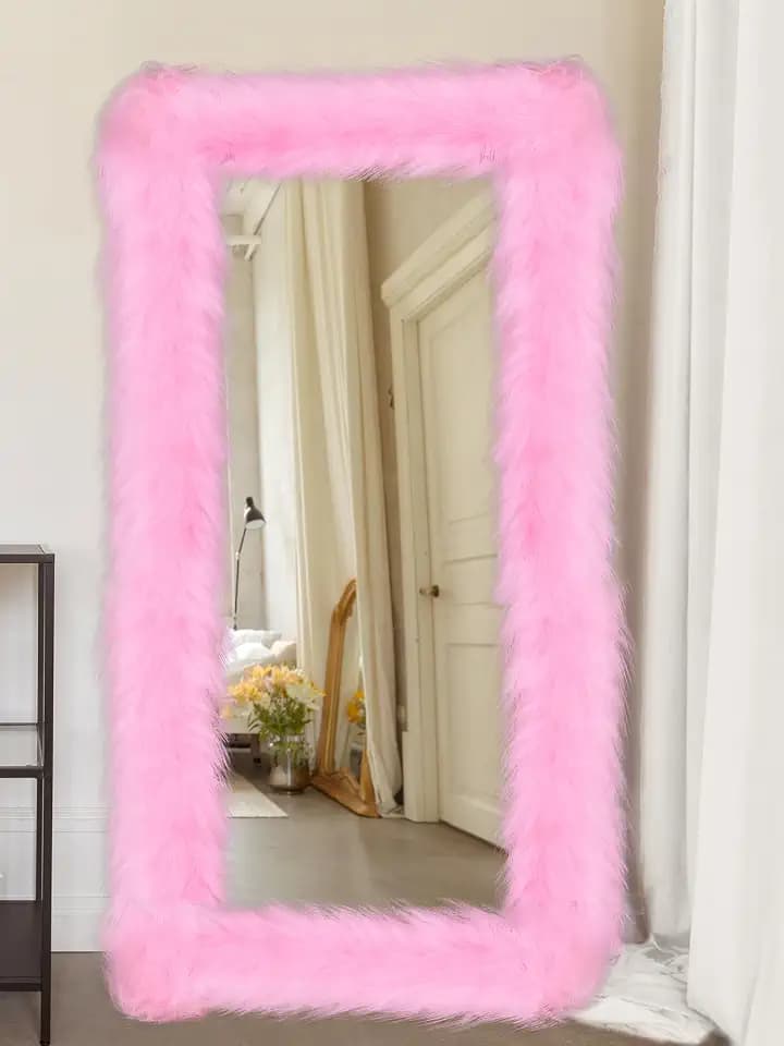 Geelin Full Length Mirror Cover 59 x 16 Inch Fluffy Universal, Pink