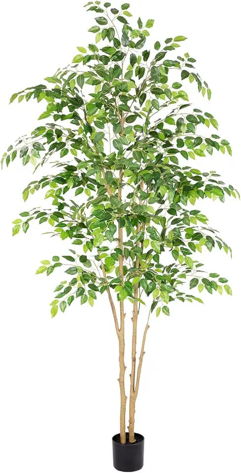 Nafresh Tall UV Resistant Ficus Tree Artificial,7ft(84in) Realistic Texture Potted Faux Ficus Tree, Fake Trees Indoor Outdoor for Home Office Living Room Bedroom Foyer Porch Decor.