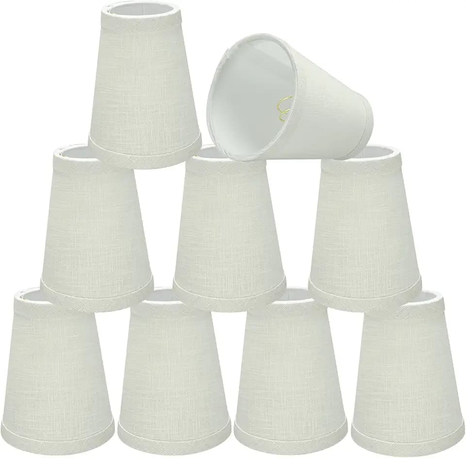 Aspen Creative 32664-9 Small Hardback Empire Shape Chandelier Clip-On Lamp Shade Set (9 Pack), Transitional Design in White, 4" bottom width (2-1/2" x 4" x 5")