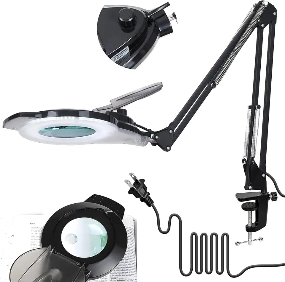 KIRKAS LED Magnifying Lamp with Clamp, 2,200 Lumens Dimmable 28in 12X 30X