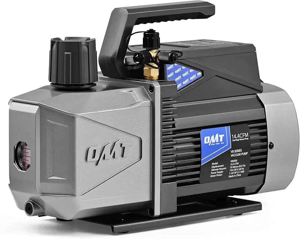 OMT 14.4 CFM 2 Stage Vacuum Pump for R134a R410A R22 HVAC Kit, Gray