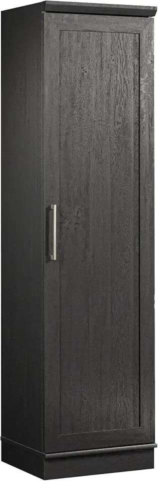 Sauder HomePlus Kitchen Pantry Storage Cabinet Slim Single Door with Adjustable Shelves, Living Room Storage Cabinet, in Raven Oak