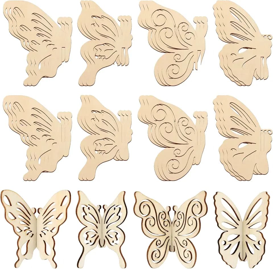 DIY 3D Butterfly Spring Wood Crafts to Paint, Paintable Butterflies Craft