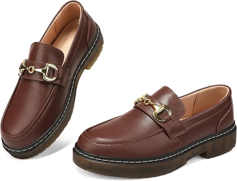Women's Penny Loafers with Arch Support Memory Foam Slip-Ons for Casual Walking - Flat Comfortable Driver