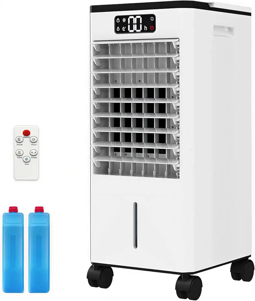 7L Evaporative Air Cooler with Remote Control, 3-IN-1 Portable Swamp Cooler for Bedroom Home Office Garage, 80° Oscillation Air Cooler with 3 Speeds, 12H Timer, 1.85Gal Tank