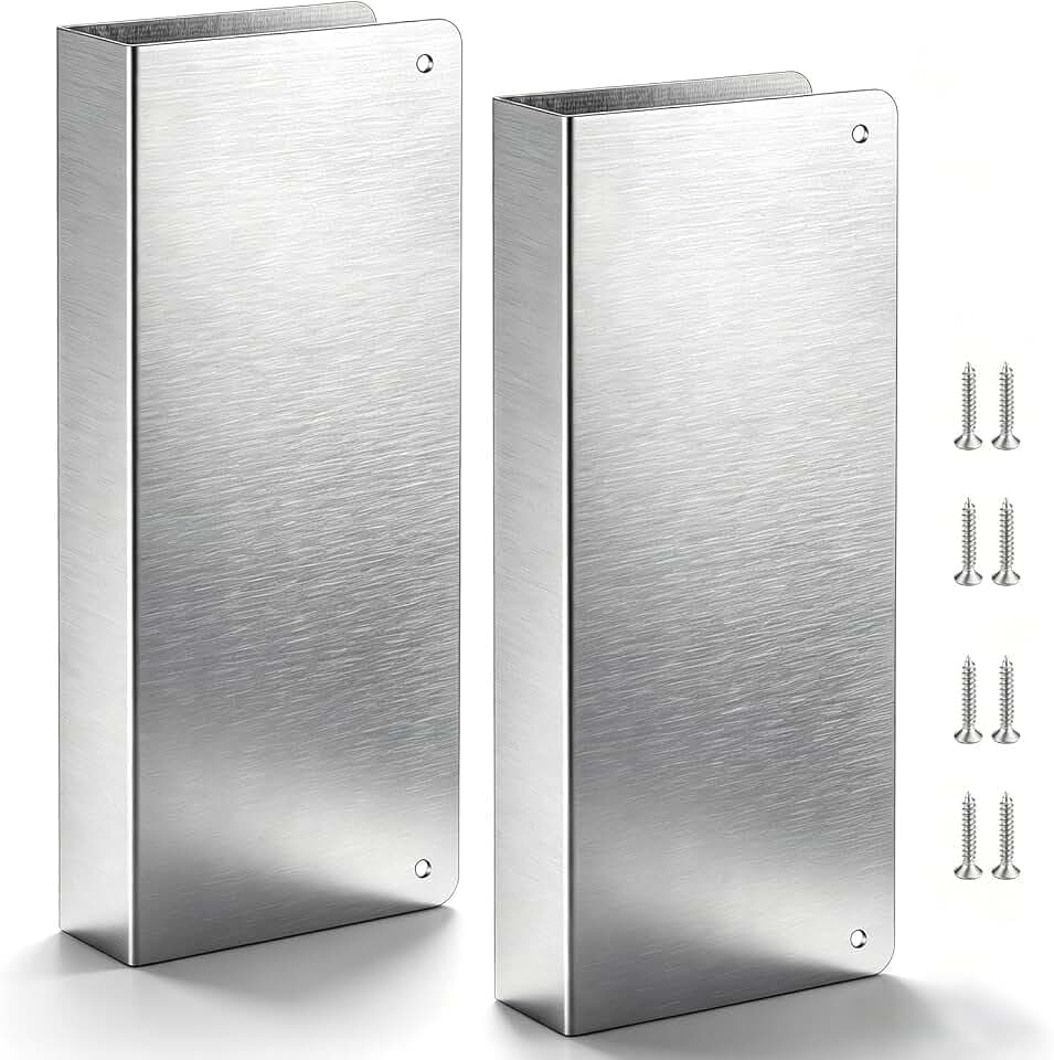 2 Pack 22 Gauge Stainless Steel Blank Wrap-Around Door Plates
