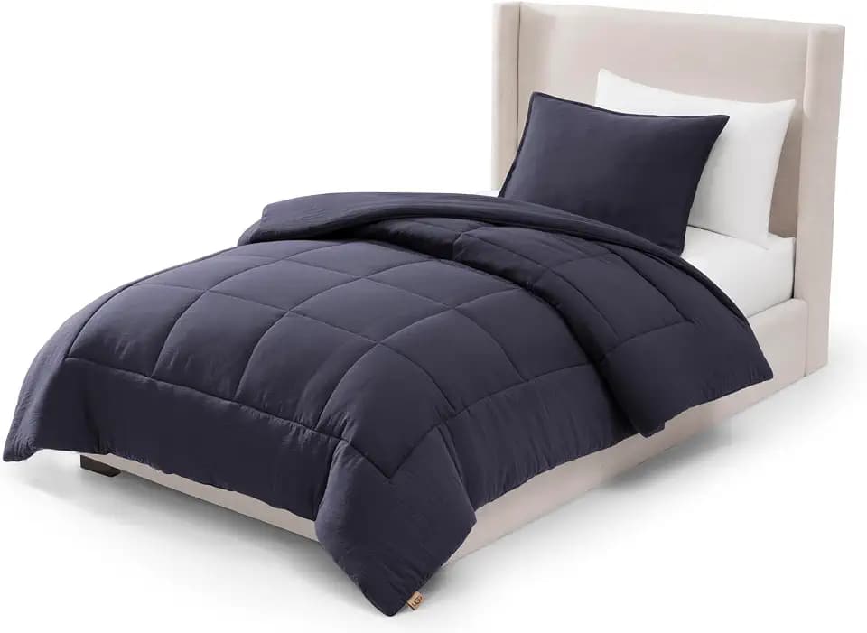 UGG Leonora Twin Comforter Set, Soft & Lightweight, 2-Piece, Navy Blue