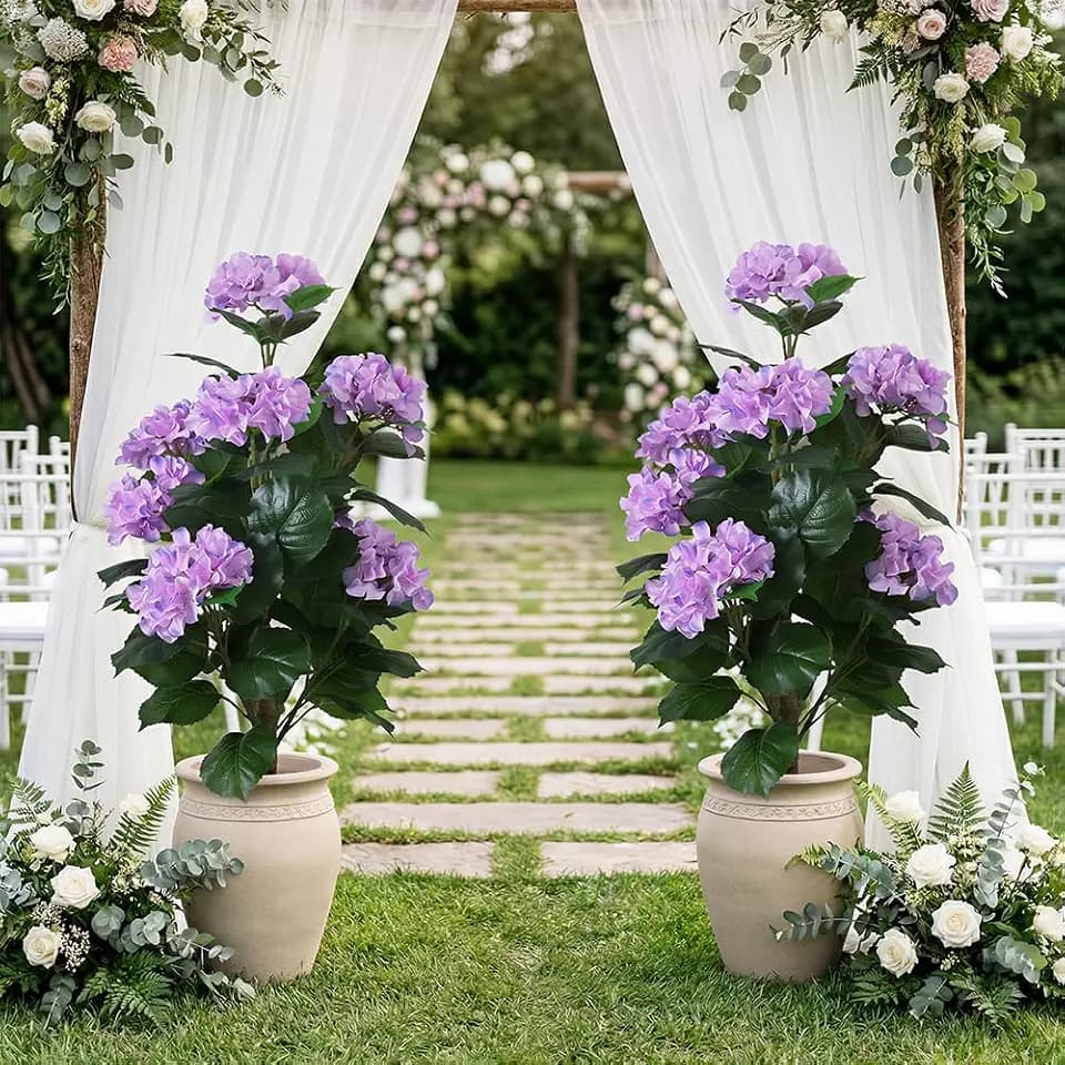 Artificial Hydrangea Flower Pot Plant,Purple