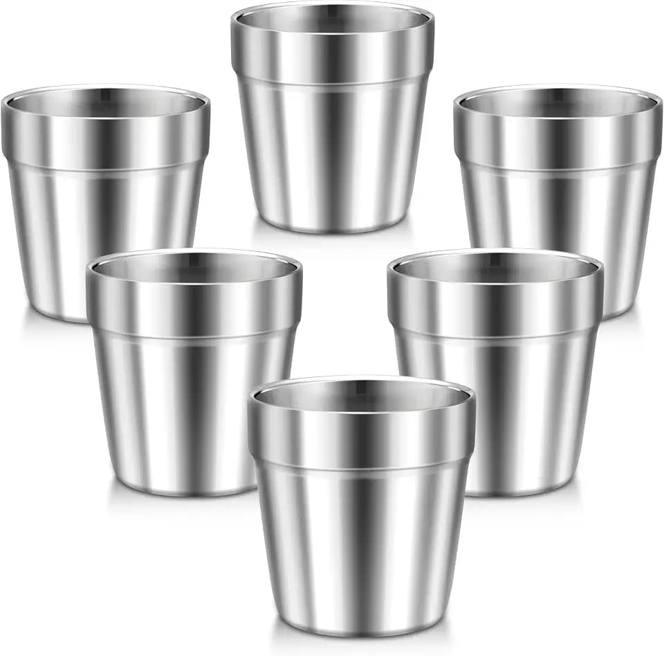 HaWare Stainless Steel Cups for Toddler Kids, 6 Ounce, 6 Pack