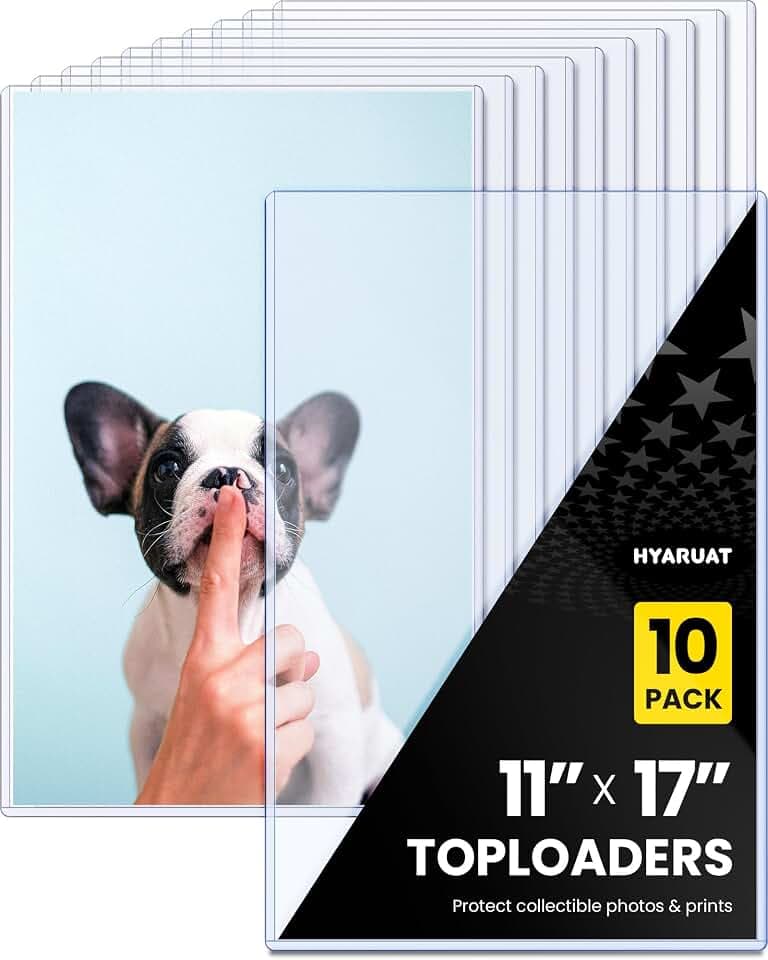 11 x 17 Toploader 10 Pack, 15 Mil Rigid PVC Sheet Protectors