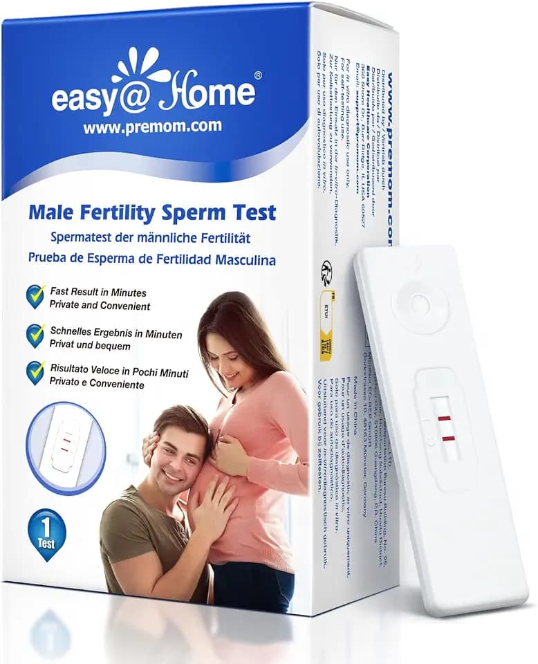 Easy@Home Fruchtbarkeitstest für Männer: 1 x Spermientest zur Zeugungsfähigkeit – Schneller Sperma-Test zur Messung der Spermienkonzentration – Kinderwunsch, TTC, Fertilitätsprüfung