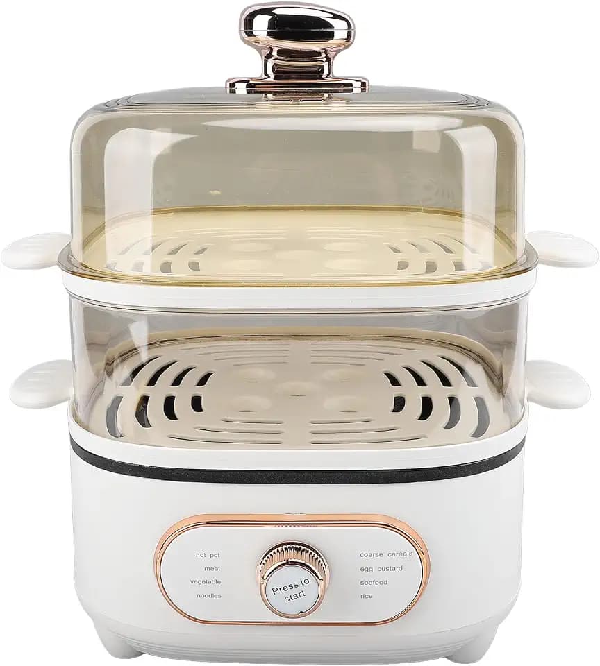2 Tier Electric Steam Pot, 1200W 10.5L Stackable Multipurpose Cooker Electric Hot Pot 2.5L cooking pot with Steaming Plate for Soup Noodles Oatmeal (US Plug 110V)