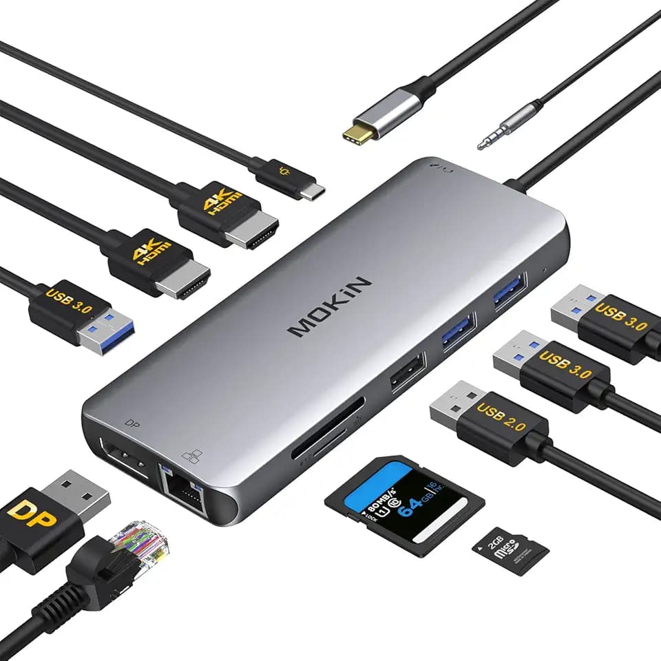 MOKiN USB C Docking Station Dual Monitor 12 en 1 Triple Display USB C Hub