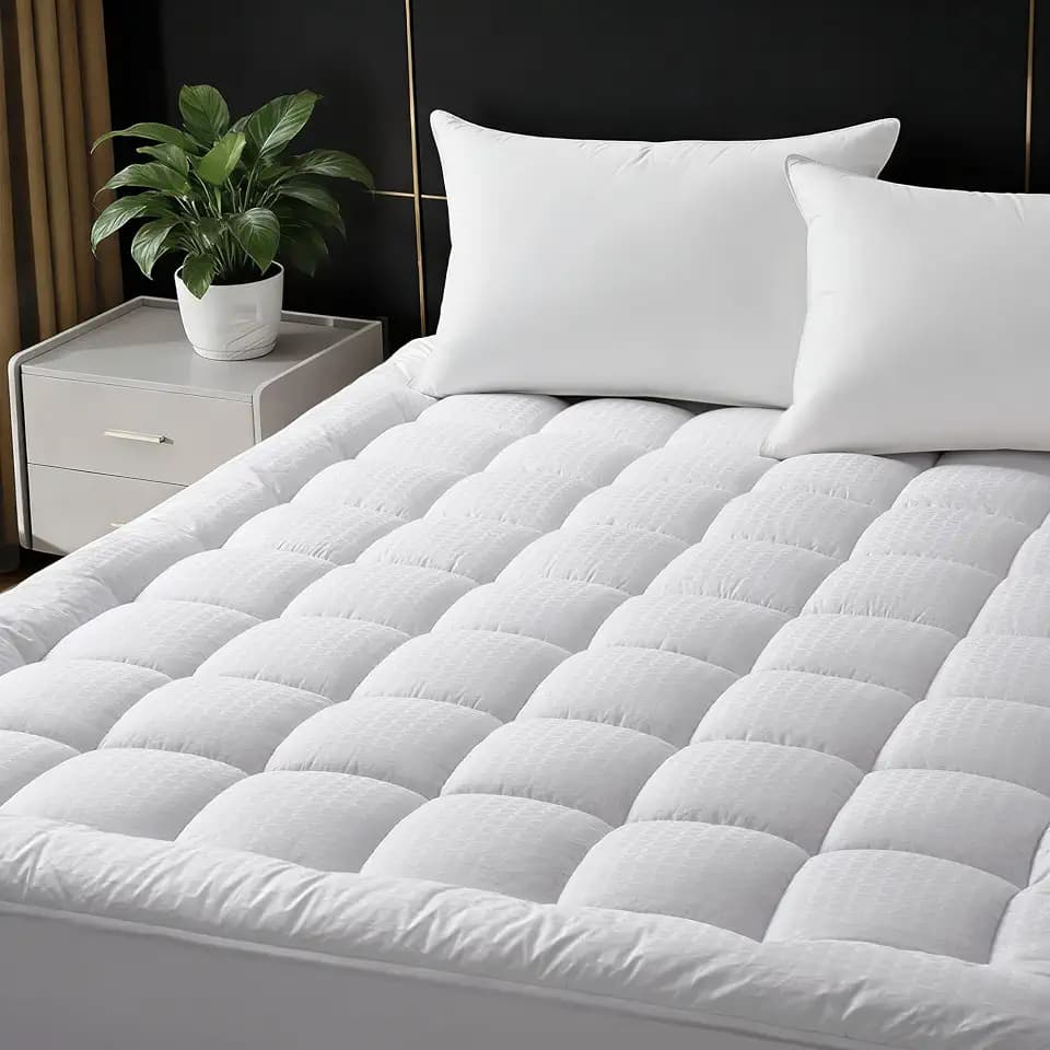 Full Size Mattress Topper Cooling Cotton Pillow Top -Ultra Soft Mattress Pad & Supportive Protector, Breathable Pillow Top Mattress Cover Fitted 8"-21" Deep Pocket
