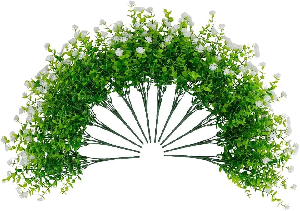 Nearly Natural 13in. UV Resistant Artificial Flowering Mini Rose Bush (Indoor/Outdoor) - Set of 12