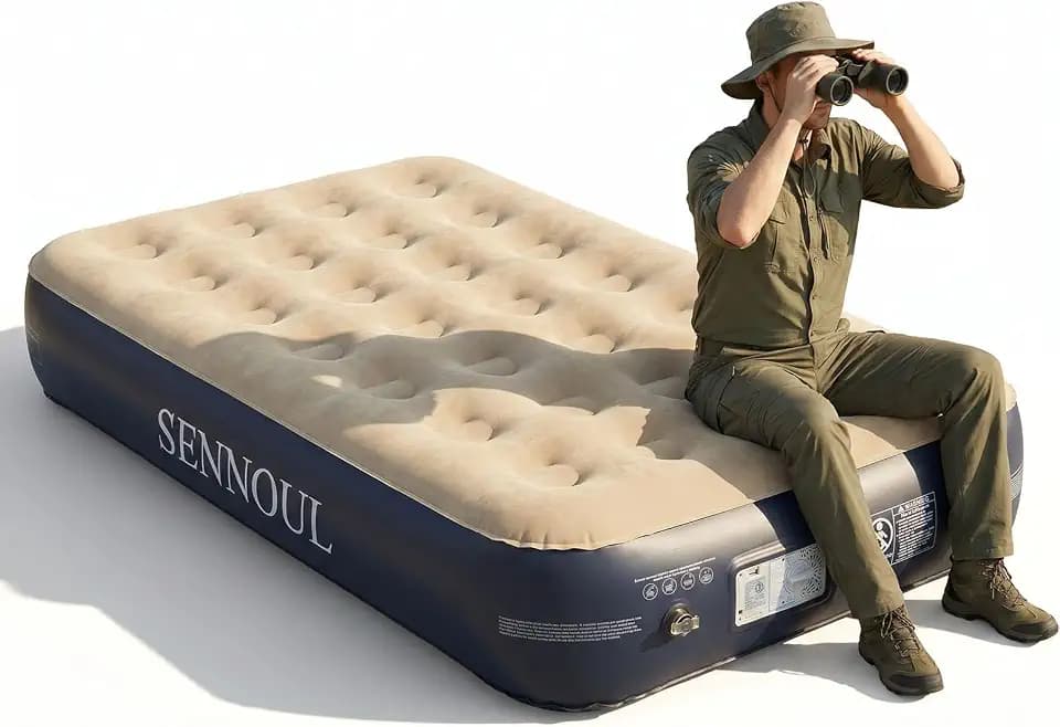 SENNOUL Air Mattress Twin with Built in Pump - 2 Mins Quick Self Inflatable,13"/550lbs Max Blow Up Bed, All Night Stability No Lost Air,No Peculiar Smell for Camping,Home,Guests & Portable Travel