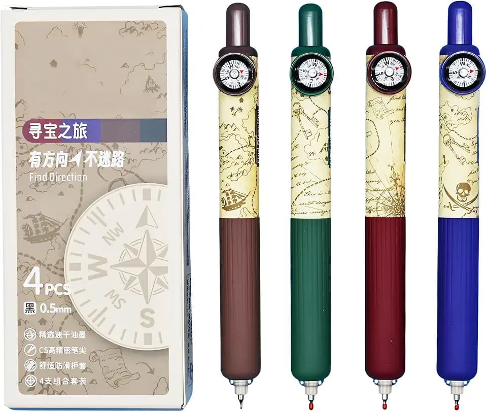 Maydahui 8 Pcs Compass Short Pocket Pens Creative Mini Thick Round Pens