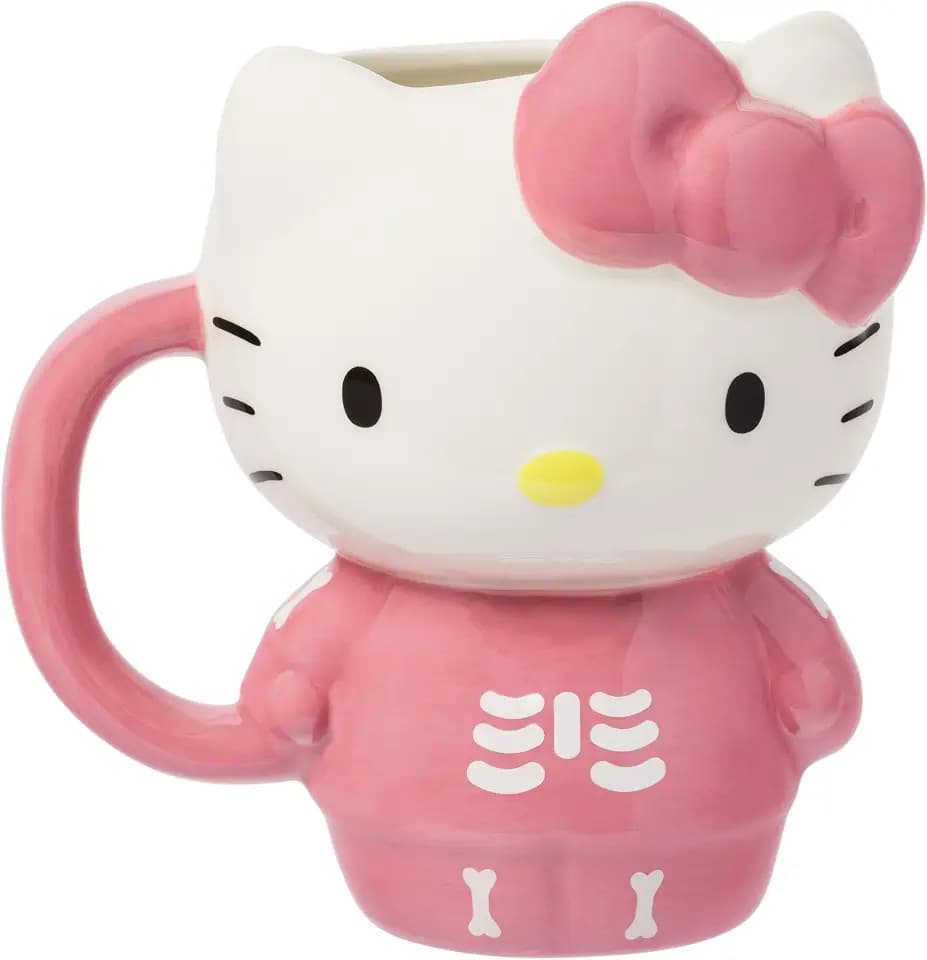 Silver Buffalo Sanrio Hello Kitty Spooky Skeleton, 3D Sculpted Mug, 20oz