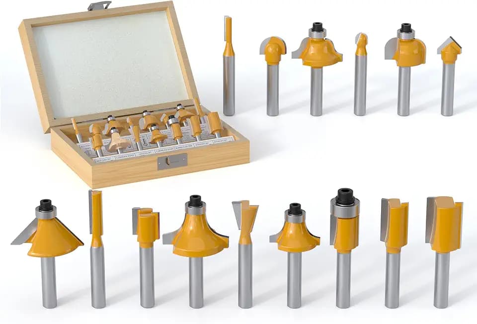 15PCS Router Bits Set 1/4 Inch Shank