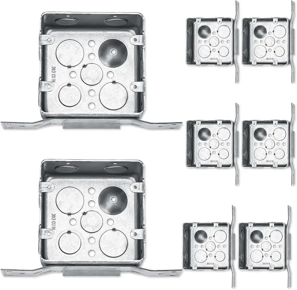 8 Pcs 2-1/8 Inch Deep Metal Electrical Box with Bracket