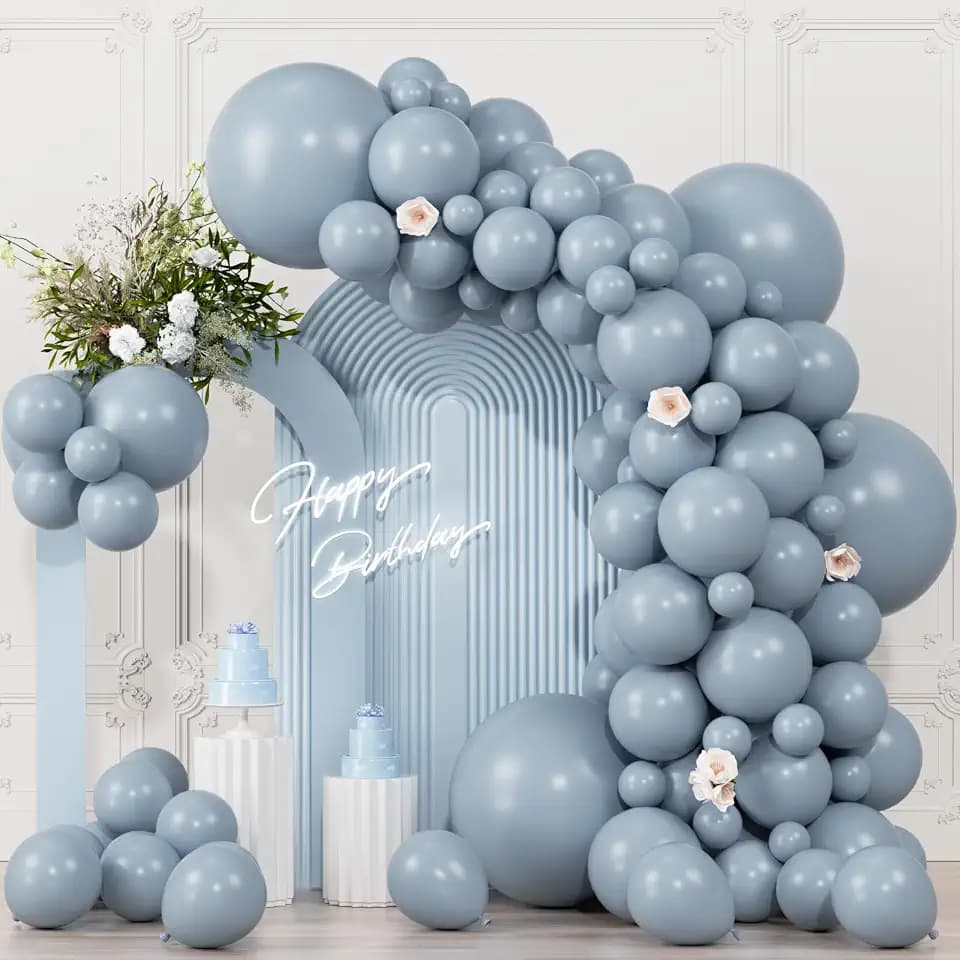 104pcs Dusty Blue Balloon Garland Arch Different Sizes 18/12/10/5 Inch