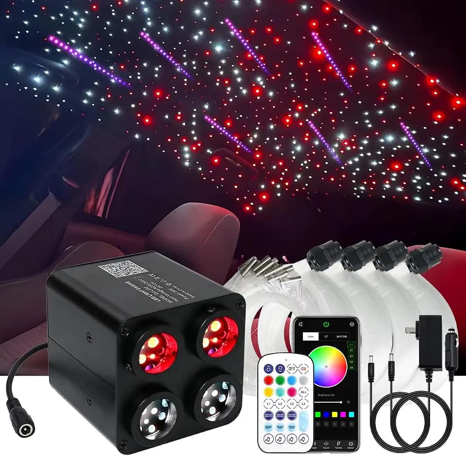 AKEPO 36W 4 Color Twinkle Starlights Headliner Fiber Optic Lights Kit