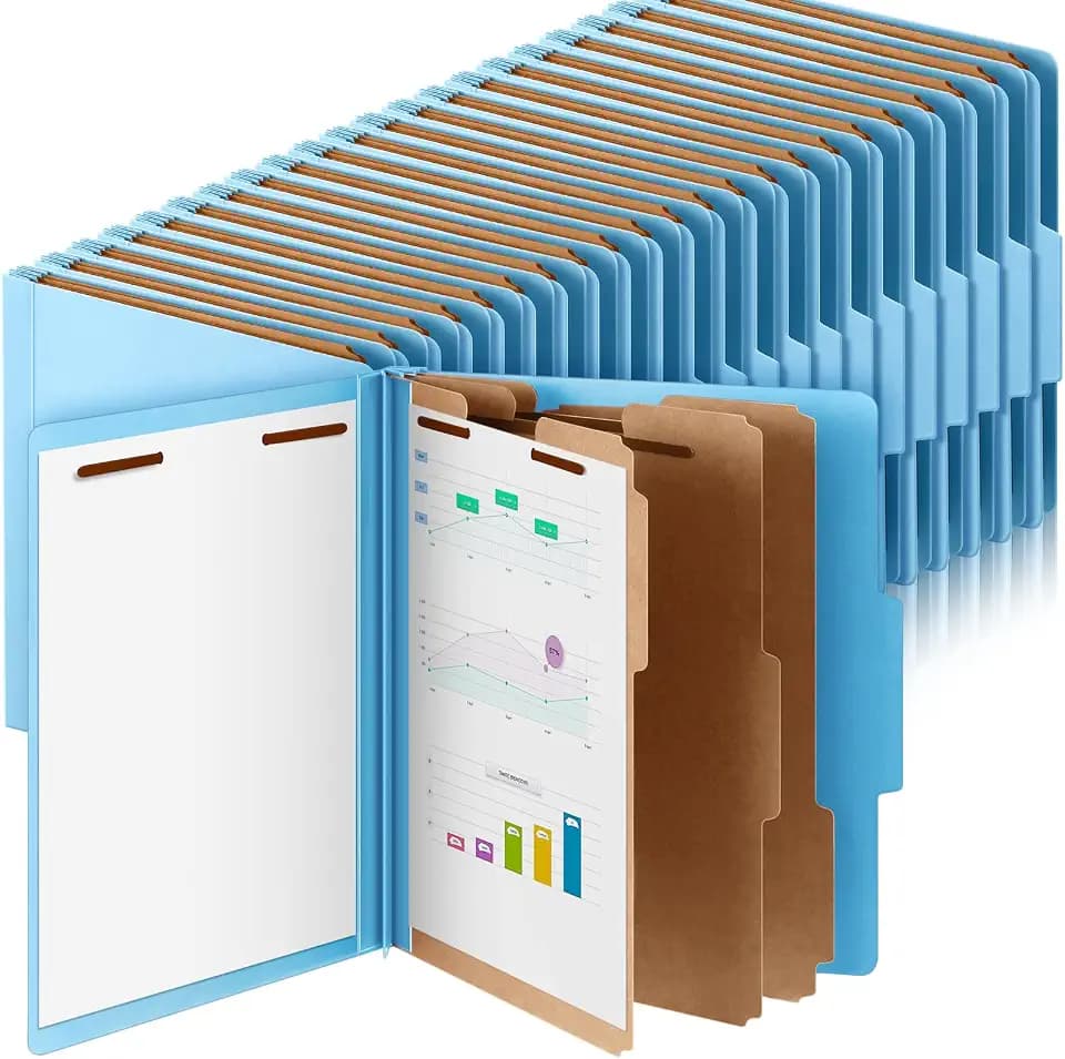 Skyygemm 48 Pcs Classification Folder Letter Size, 3 Divider File,Blue