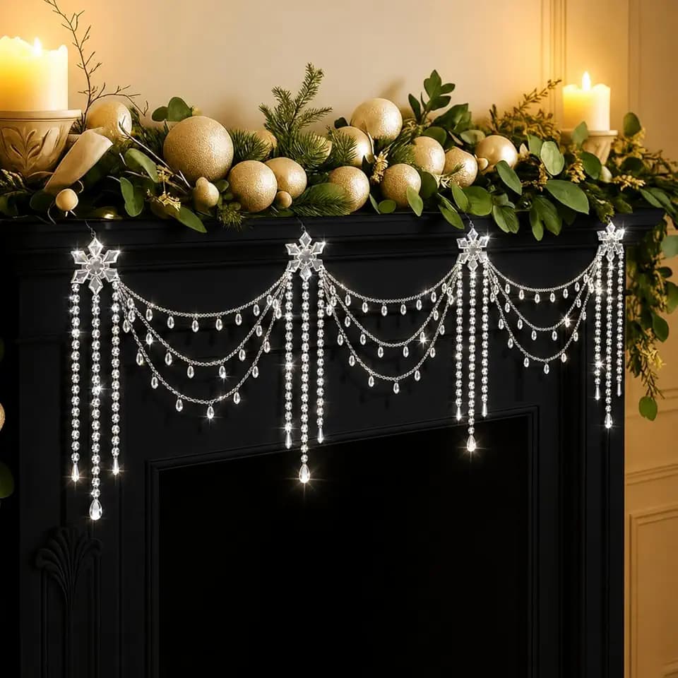 Yalikop 6 ft Crystal Tassel Garland Decoration Christmas Tree Ornament