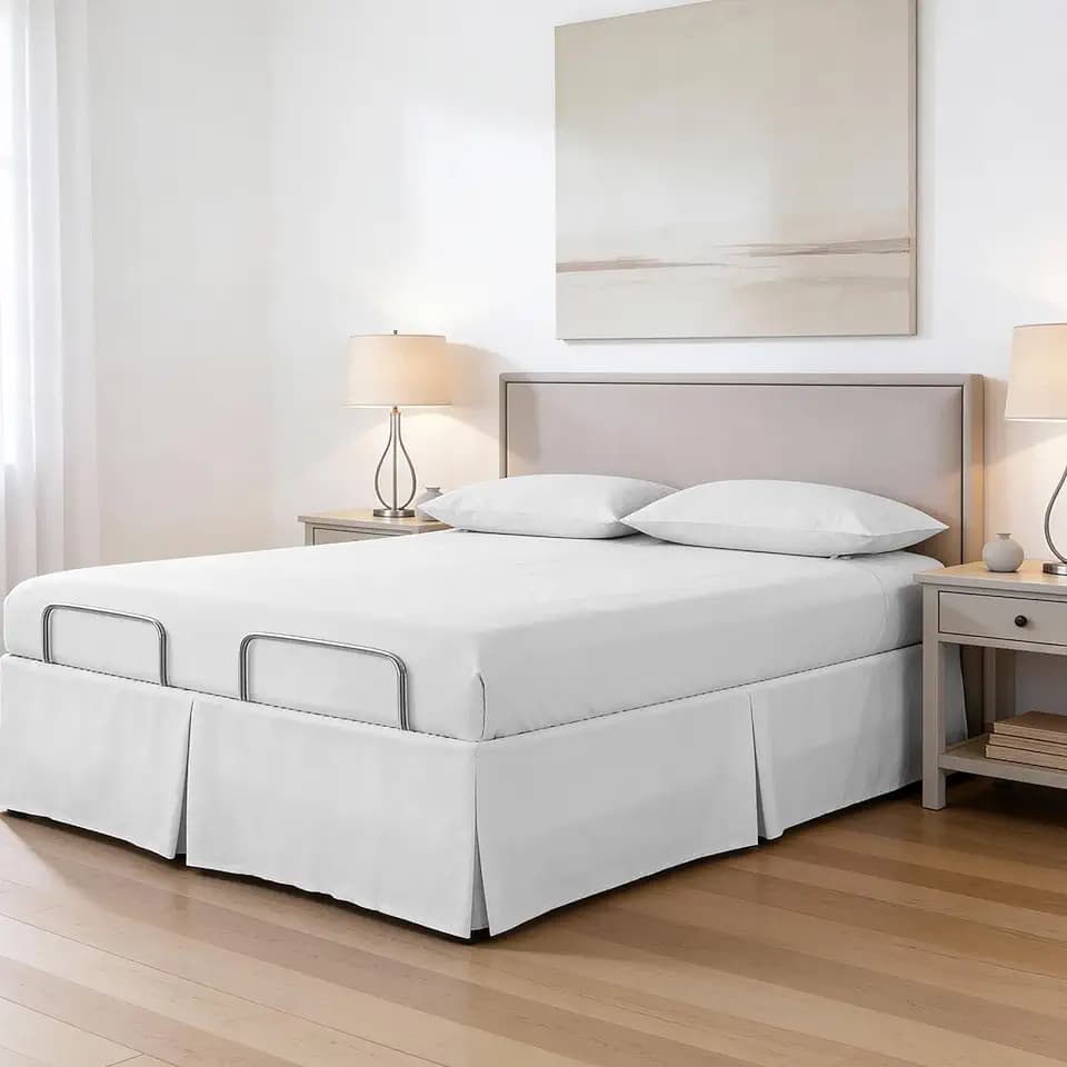 Bed Maker’s Never Lift Your Mattress Bed Skirt for Adjustable Beds, Split Corners, 15 Inch Drop Length, Queen, White