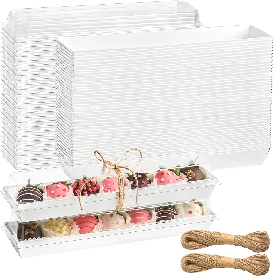 Kucoele 25 Pack 12" x 2.6" x 2" Strawberry Boxes with Clear Lids