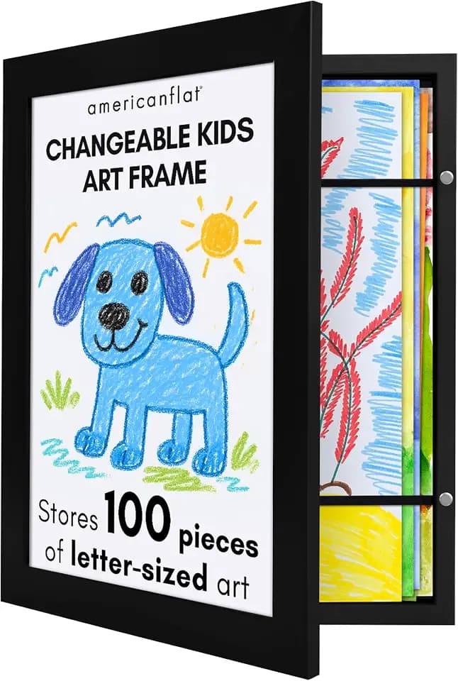Americanflat 8.5x11 Front-Loading Kids Art Frame - Black