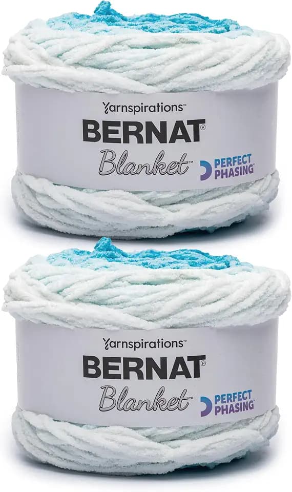 Bernat Blanket Perfect Phasing Soft Crochet Yarn, Electric Blue 2-Pack