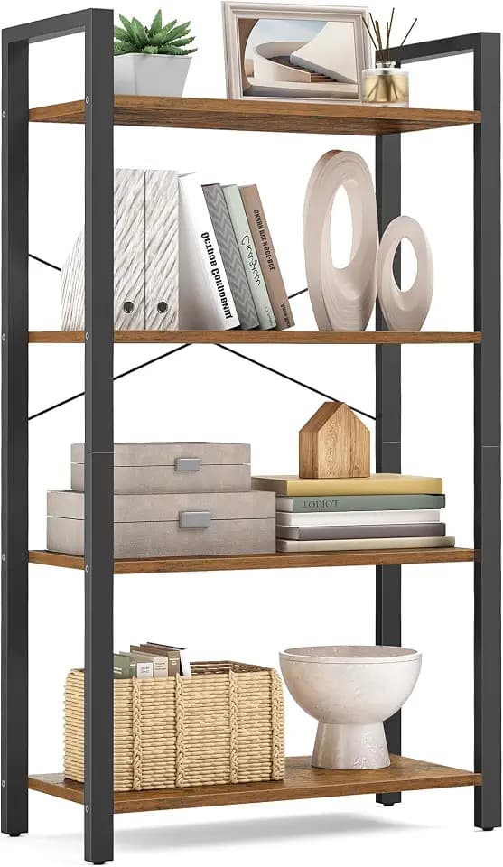 VASAGLE 4-Tier Bookshelf, Bookcase with Shelves, Storage Shelf, Living Room