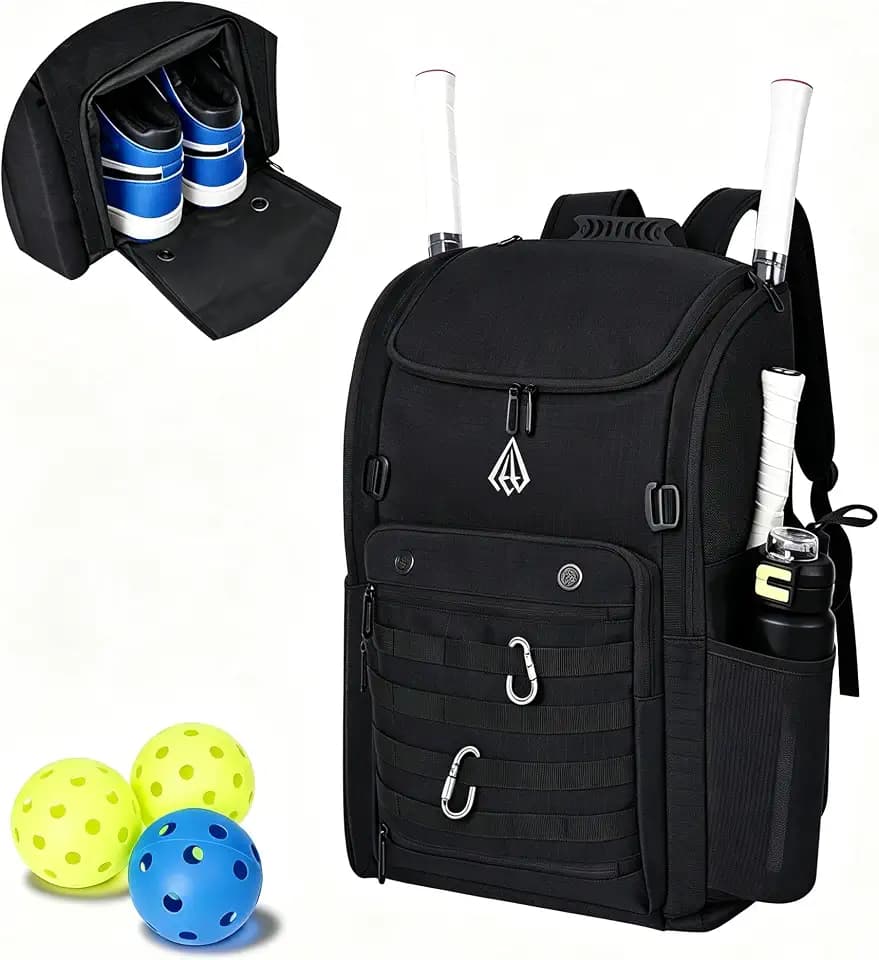 38L Pickleball Bag for 6+ Paddles with Shoe Compartment Ball Holder